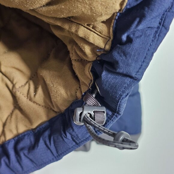 Flylow Quilted Insulated Jacket Men's XL Navy Tan Fill Zip Pockets Colorblock - Picture 9 of 16